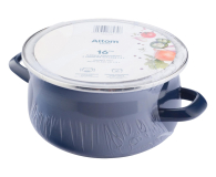 Altom Garnek emaliowany 16 cm 1,3 l pokrywka granat indukcja - 1611111 - zdjęcie 5
